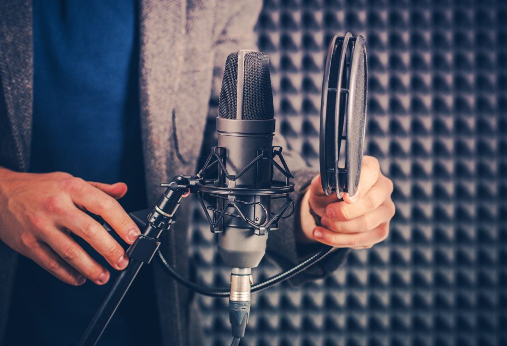 voiceover artist in a suit